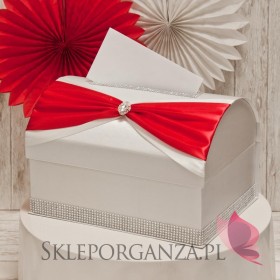 Kuferek na koperty KOKARDA - czerwony Ekskluzywne pudełka na koperty ślubne