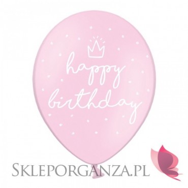 Balony z nadrukiem urodzinowe Balon happy birthday różowy