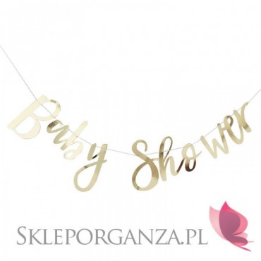 Dekoracje wiszące na Baby Shower Baner Baby Shower złoty