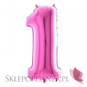 Różowy Balon foliowy cyfra różowy 1