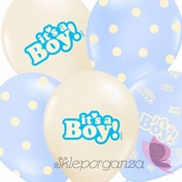 Balony It's a boy, niebieskie, 6szt