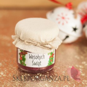 Świąteczny miód z jagodami - personalizacja z dekoracją wieczka