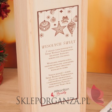 Skrzynki świąteczne na wino Drewniana skrzynka na alkohol - świąteczna personalizacja