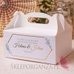Pudełko na ciasto białe – personalizacja kolekcja ślubna GEOMETRYCZNA GOLD