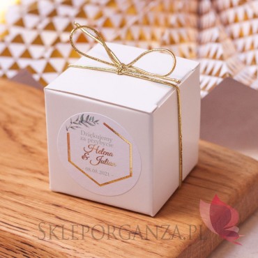 Pudełko kostka biała – personalizacja kolekcja ślubna GEOMETRYCZNA GOLD