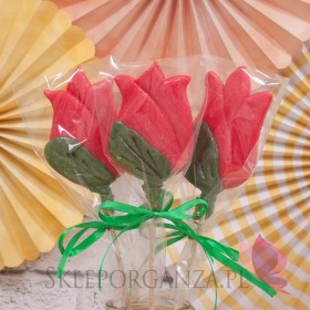 Kręcone lizaki na wesele Lizak tulipan czerwony