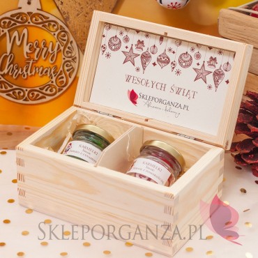 Świąteczny zestaw karmelków w szkatułce - mini – personalizacja