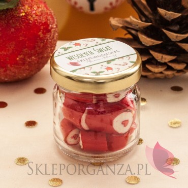 Karmelki świąteczne Karmelki w słoiczku z sercem – personalizacja święta