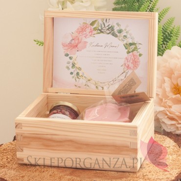 Zestaw upominkowy różany w szkatułce – NATURA - personalizacja kolekcja ślubna GEOMETRYCZNA GOLD RÓŻ KWIATY
